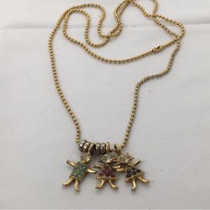 Vintage, 1990’s K.I.S Long Birthstone Brats Necklace, 1 boy, 2 girls